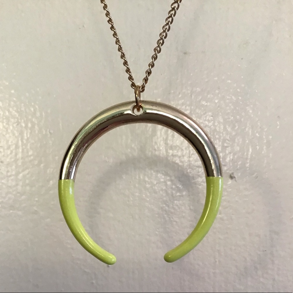J.Crew Factory Yellow Tipped Crescent Pendant Necklace